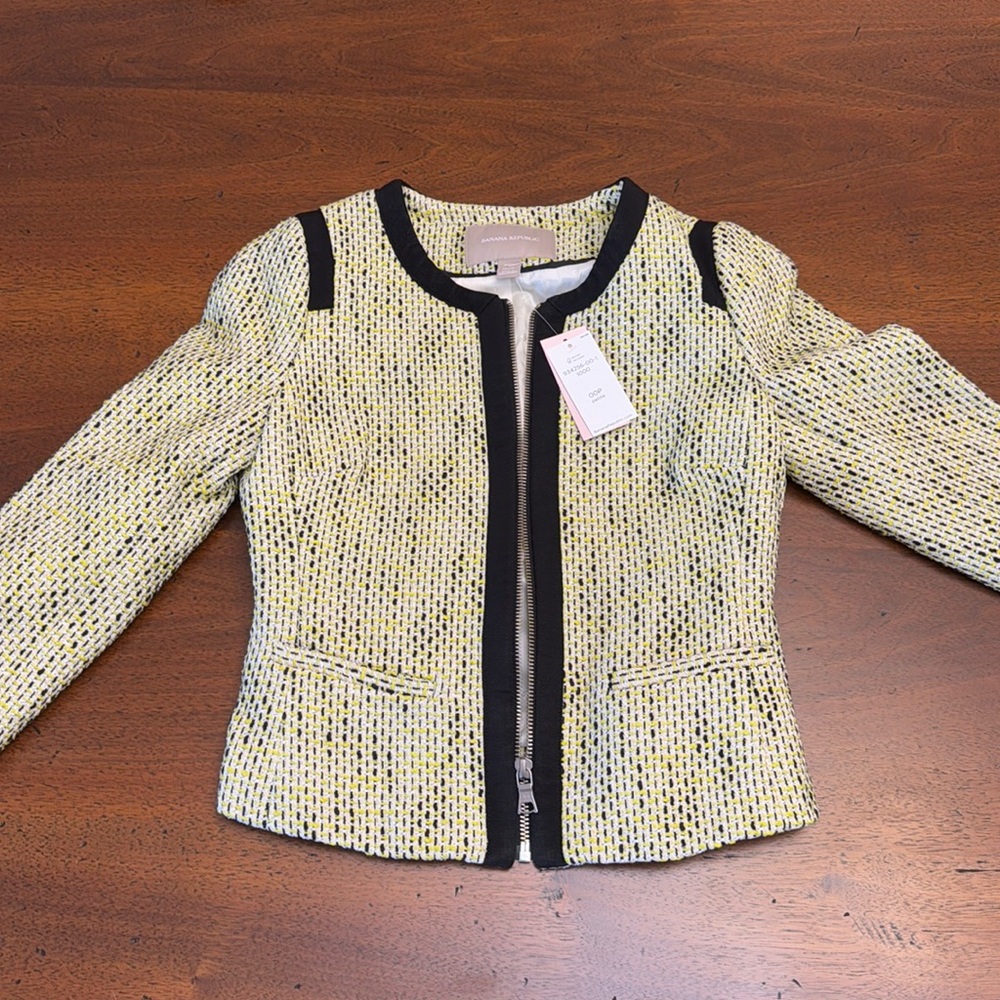 Banana Republic Womens size 00 Petite yellow black blazer New With Tags Cute